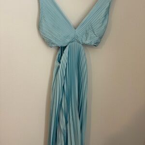 Abercrombie & Fitch Blue Ruched Tie Front Gown